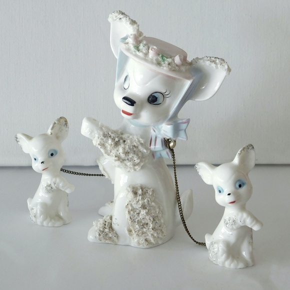 Vintage 1940s Porcelain Mice Trio - Mid-Fiftys Kitchy - Ceramic Figurines Napco - Picture 1 of 3
